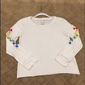 Tilly’s White Rainbow Checkered Long Sleeve